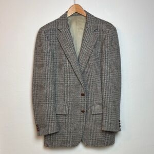 VTG Crombie Scottish Stanley Blacker Mens Tweed Blazer Grey Wool Herringbone 42R
